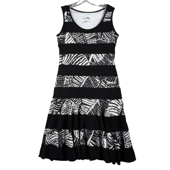 Joseph Ribkoff‎ Dress Black White Striped Aline Office Going Out Party Size 6 - Picture 1 of 7